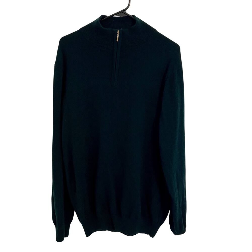 WoolOvers Merino Wool Cashmere Blend Sweater Mens Size XL Green Long Sleeves